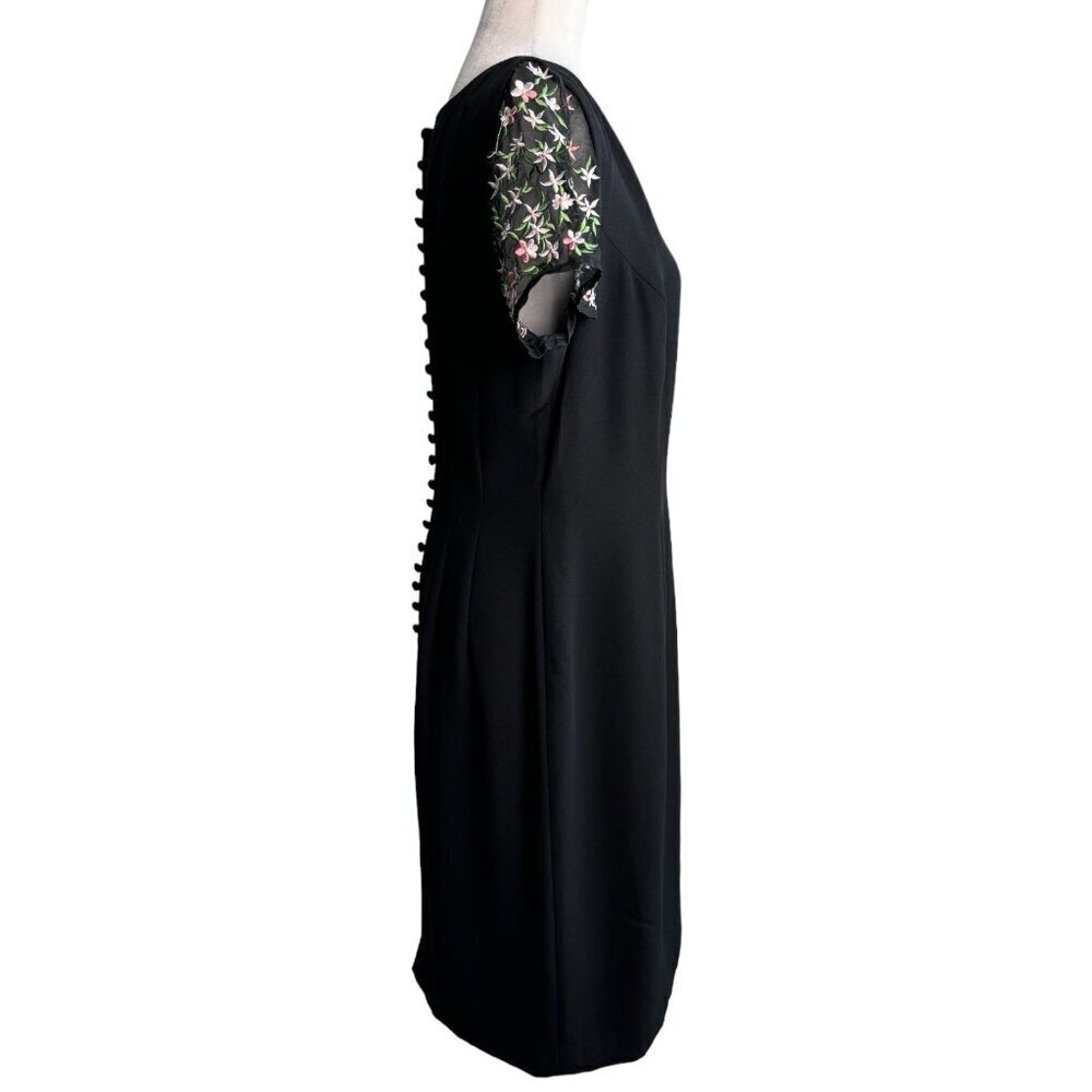 Donna Morgan Sheath Formal Evening Dress with Embroidered Sheer Sleeves Size 12 - Picture 7 of 10
